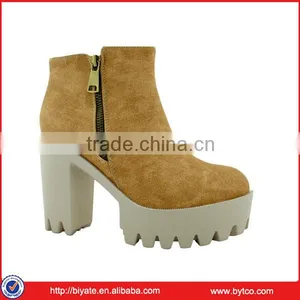 New Women Almond Toe Lace Up Lug Sole Platform High Chunky Heel Bootie Sneakers thumbnail-1