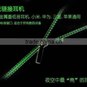 Earphones Zip Zipper Style , With Built in MIC Hands Free Tangle Free thumbnail-3