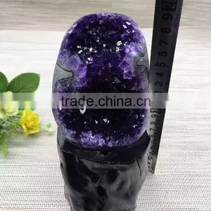 Natural Rock Dark Purple Amethyst Geodes Uruguay Crystal Ornaments On Sale thumbnail-3