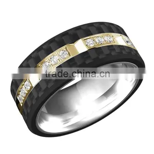 Polished Shiny Tungsten Wedding Bands Ring Inlay Carbon Fiber Rings thumbnail-6