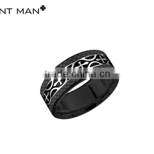 Wholesales Titanium Rings Black Plating Wedding Band Mens Carbon Fiber Titanium Ring Band thumbnail-1