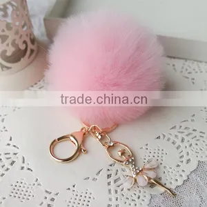 Rabbit Fur Keychain Fur Pom Pom Key Chain for Handbag Fur Ball thumbnail-4