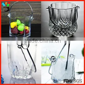 Beautiful Depression Design Different Pattern Hanging Lid Handle Glass Ice Bucket thumbnail-1