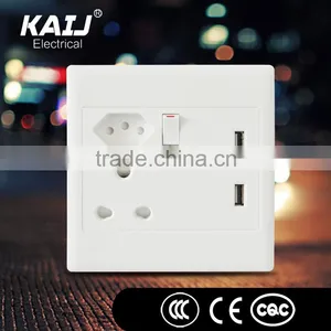 Wall Mounted Double Usb Port Single Gang Wall Electric Switch Socket thumbnail-2