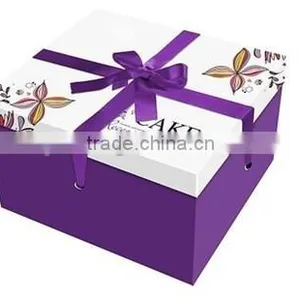 Custom Paper Cake Box With Ribbon / Cake Box Design thumbnail-1