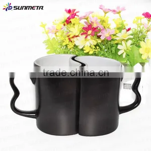 High Quality Heart Shape Magic Ceramic Sublimation Couple Mug thumbnail-2