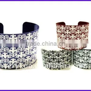 Fashion Thin Metal Enamel Wide Cuff Bangles (FCH-10862) thumbnail-1