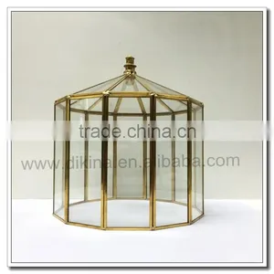 Hanging Sconce Display Case Container:: Animial Turtle Basking Tank Penthouse :: Brass Geometric Glass Terrarium Reptile Cages thumbnail-2
