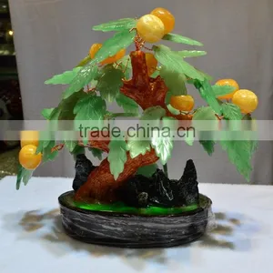 New Fashion Orange Crystal Tree Carving With Green Leaf thumbnail-4