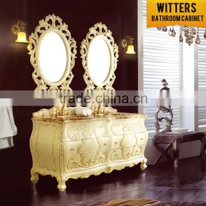 Wholesale European Noble Double Sinks Marble Bathroom Cabinet thumbnail-1