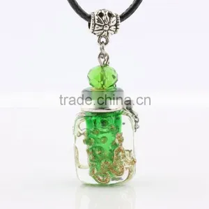 Glow in Dark Square Shape Essential Oil Diffuser Perfume Bottle Pendant Aromatherapy Essential Oil Pendant Jewelry thumbnail-5