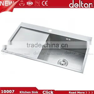 Sus304 Double Sink With Drainer Board Italian Kitchen Sink 114mm Drainer Hole thumbnail-2