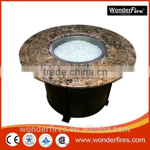 Gas Fire Pit Table Marble Top Round Outdoor Propane Fireplace Patio Furniture thumbnail-1