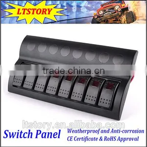 8 Gang LED-Blue Waterproof Rocker Switch Panel For Marine/ Boat/ Caravan thumbnail-1