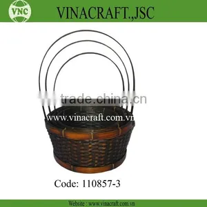 Antique Round Bamboo Flower Basket thumbnail-1
