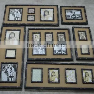 Decorative Linen Fabric Wooden Picture Photo Frame With Antique Limitation thumbnail-1