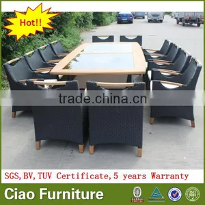 Luxury Outdoor Extended Glass Dining Table and Teakwood Chairs thumbnail-3