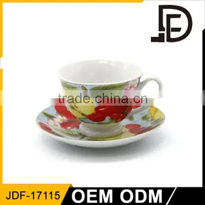 2017 NEW OEM Certificated Ceramic Cup and Saucer,customized High Quality Tea Set, Factory Direct Coffee Set thumbnail-2