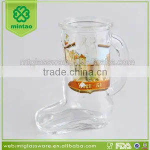 Wholesale Cheap Boot Shape Beer Glass Mug With Decal thumbnail-1