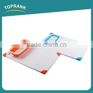 Cheap Custom Color Food Grade Rectangle Plastic Cutting Board With Strainer thumbnail-1