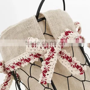 Small Rustic Tall Wire Basket With Handle for Storage thumbnail-2