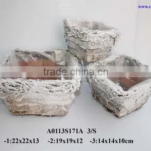 Birch Flower Pot With Snow Decoration thumbnail-1