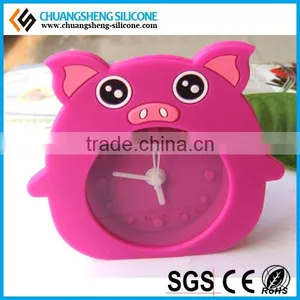 Cute Pig Watch Shape Silicone Table Alarm Clock in the Bedroom for Children thumbnail-4
