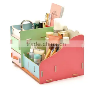 DIY Panda Wooden Storage Box Desktop Wooden Cosmetics Organizer Folding Cosmetic Organizer thumbnail-5