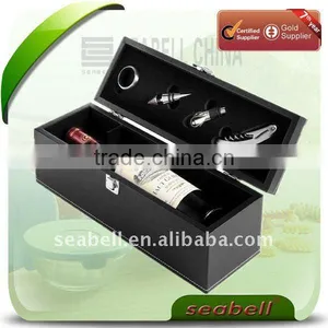 4 Pcs 1 Bottle Leather Box Wine Set thumbnail-1