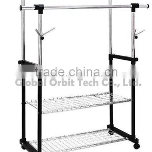 New Functional Movable Metal Double Garment Rack thumbnail-1