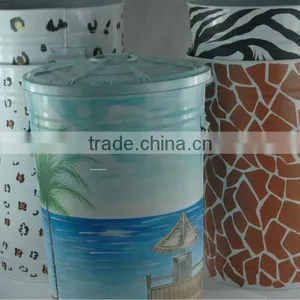 Indooor Decoratin Big Colorful Metal Garbage Bin thumbnail-5
