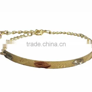 Simply Unique Micron Finish Three Tone Imitation Bangle Bracelet With Extension Link Chain thumbnail-1