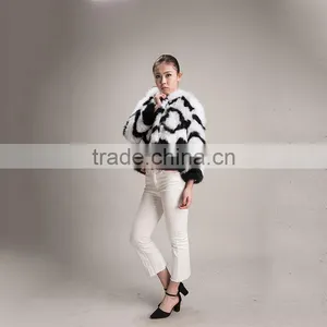 Myfur Short Style White and Black Fox Fur Coat For Girls and Women thumbnail-2
