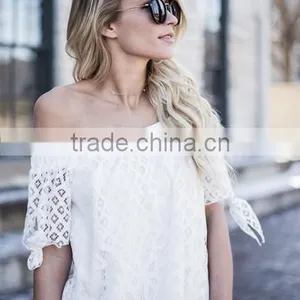 Breaking the European and American Women 's Lace Collar New Summer Strapless T - Shirt thumbnail-2