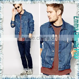 Tan Cotton Button Front Denim Mens Blue Single Breasted Jean Jacket thumbnail-3