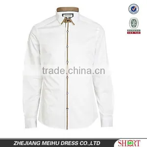 White Contrast Color Trim Long Sleeve Dress Shirt thumbnail-1