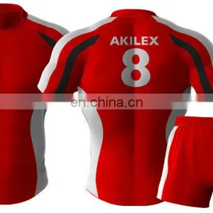 2016 Trendy Red Custom Design Sublimation Rugby Jersey With Socks thumbnail-5