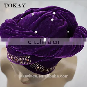 2017 Wholesale Velvet Turban Headtie for Party thumbnail-4