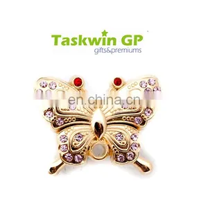 High Quality Butterfly Phinestone Metal Pin Badge, Customized Brooch Pin for Girl/collar Pin thumbnail-1