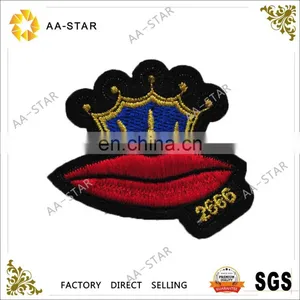 Red Lips Custom Cheap Embroidery With Crown thumbnail-1