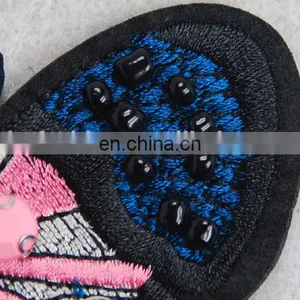 Good Quality Wholesale Beaded PINK Butterfly Embroidery Patch for Clothing thumbnail-4