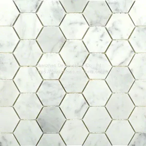 Carrara C White Marble Hexagon Floor Mosaic Tiles for Bathroom thumbnail-4