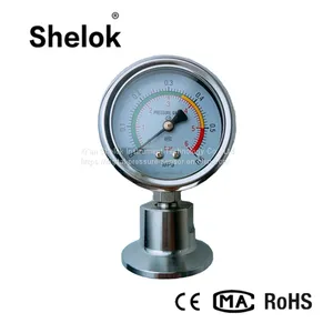 All Stainless Steel Diaphragm Seal Sanitary Pressure Gauge With Visual Alarm thumbnail-1