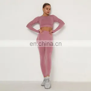 2020 High Quality Women Seamless Breathable Fitness Yoga Sets Ladies GYM Wear Yoga Set thumbnail-5
