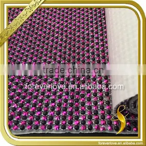 Hot Fix Bling Purple Diamante Trim Aluminum Base Rhinestone Strass Mesh Trimming FRM-160 thumbnail-1