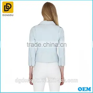 Women Clothing Biker Jacket Factory Asymmetric Zip Lapel Collar Ladies Suede Life Jacket thumbnail-3