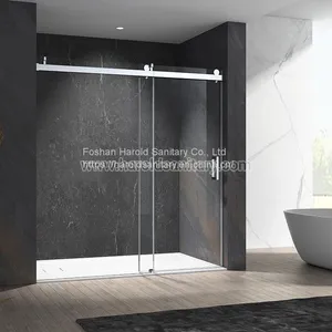 Stainless Steel Soft-Closing Sliding Glass Shower Enclosure thumbnail-1