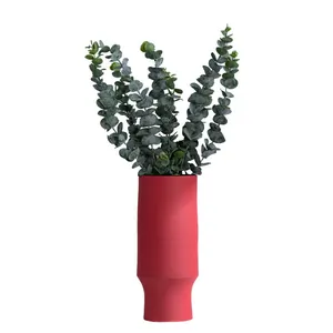 Red European Morandi Color Simple Modern Fashion Ceramic Plant Vase For Hotel Decor thumbnail-5