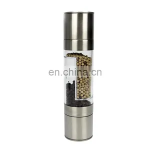 2 in 1 Stainless Steel With Adjustable Ceramic Grinding Mechanism Clear Acrylic Body Salt And Pepper Grinder thumbnail-1
