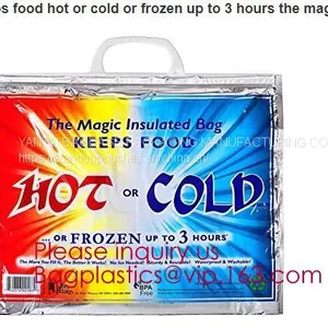 Aluminum Foil Insulated Cooler Bags Waterproof Folding Thermal Lunch Bag,Zip-Lock Grocery Handle Thermal Insulation Cool thumbnail-3